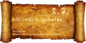 Köntös Hajnalka névjegykártya